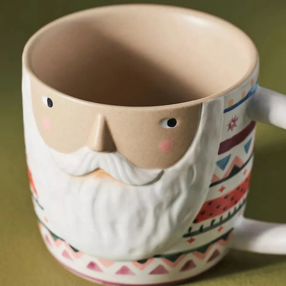 NWT Anthropologie Fotini Tikkou Mr Claus Christmas Holiday Mug - Picture 3 of 3